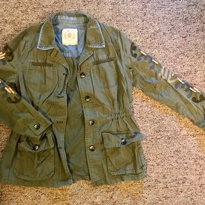 Hei Hei army jacket w/ embroidery and bead detail, khaki green, S